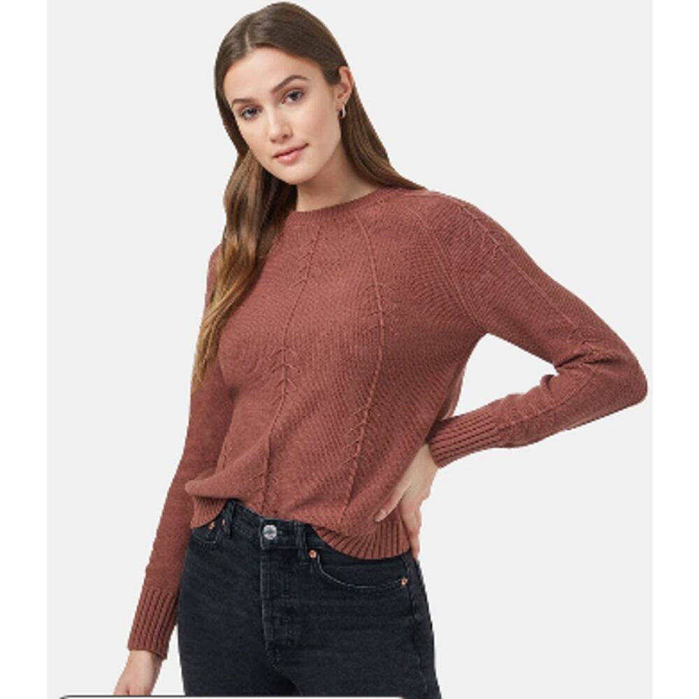 Tentree Highline Tree stitch Crew Sweater Organic Cotton size M in Mesa Red